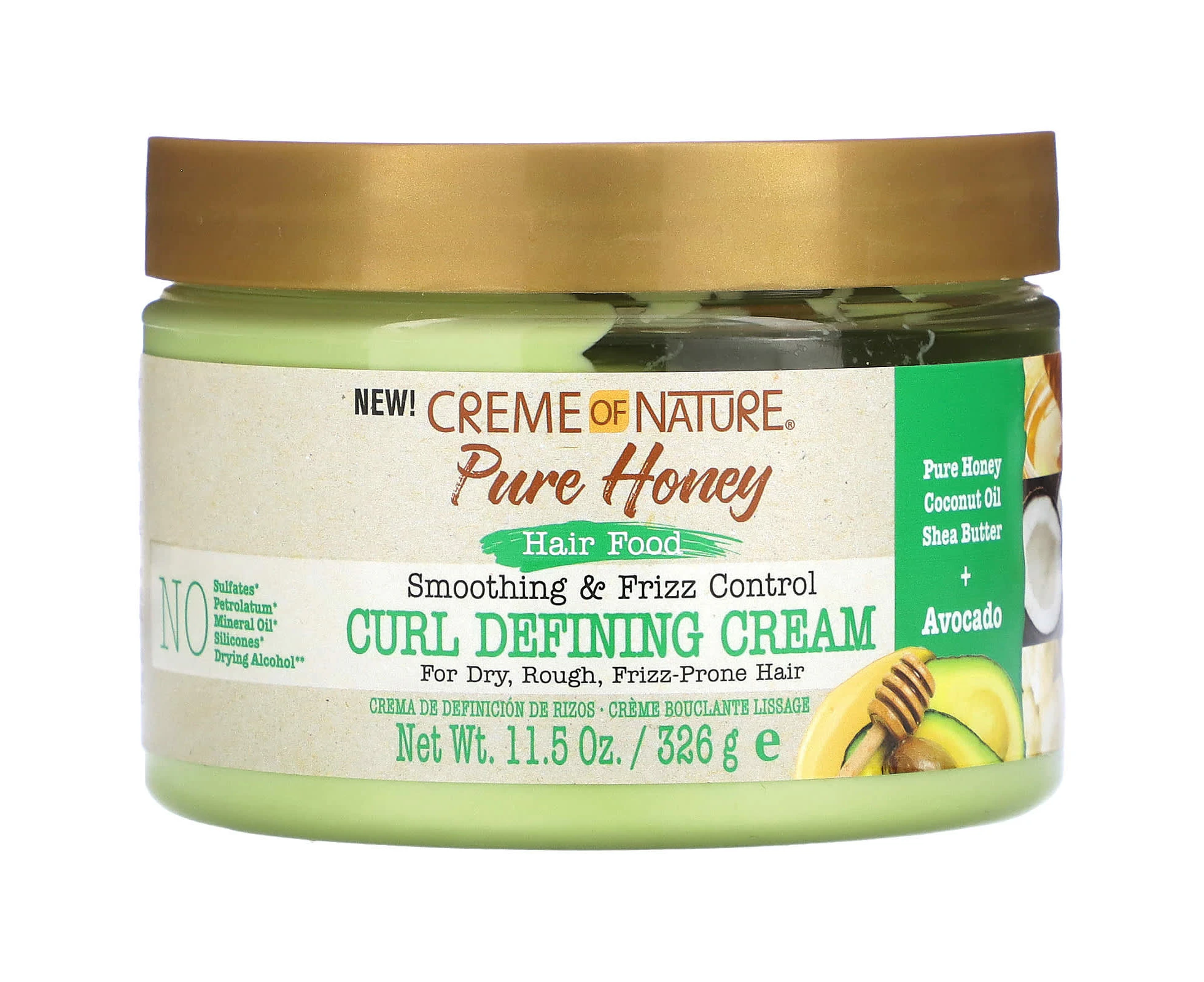 Creme Of Nature, Pure Honey, Hair Food, Smoothing & Frizz Control Curl Defining Cream, 11.5 oz (326 g)