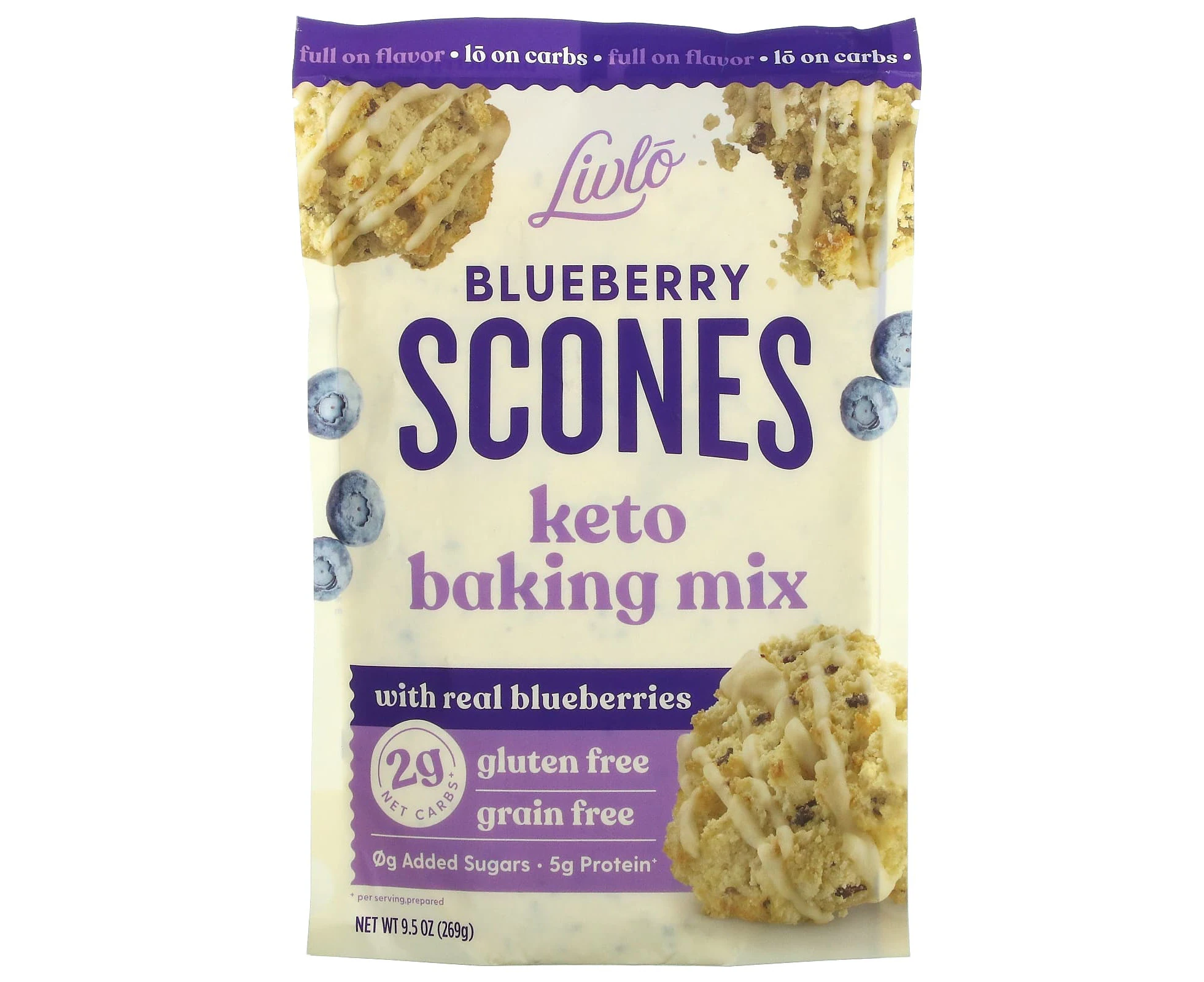 Livlo, Blueberry Scones, Keto Baking Mix with Real Blueberries, 9.5 oz (269 g)