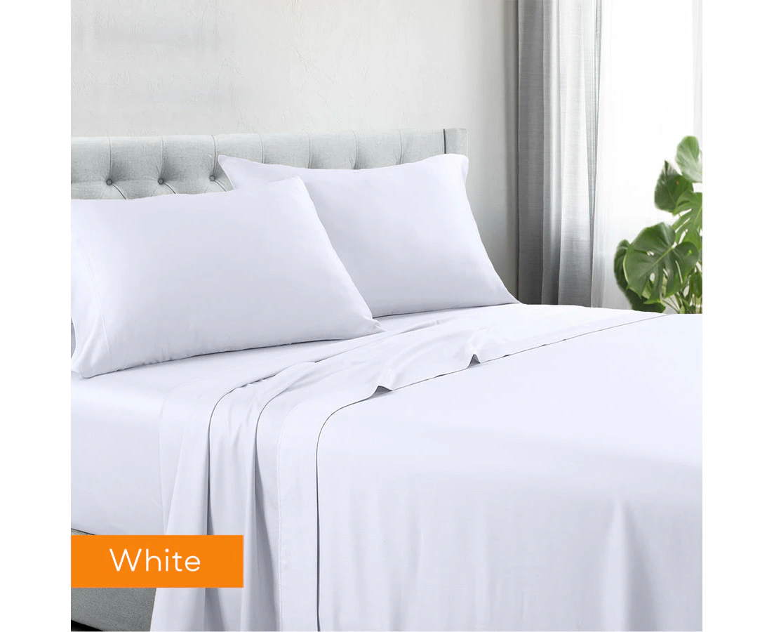 1200tc hotel quality cotton rich sheet set king single white