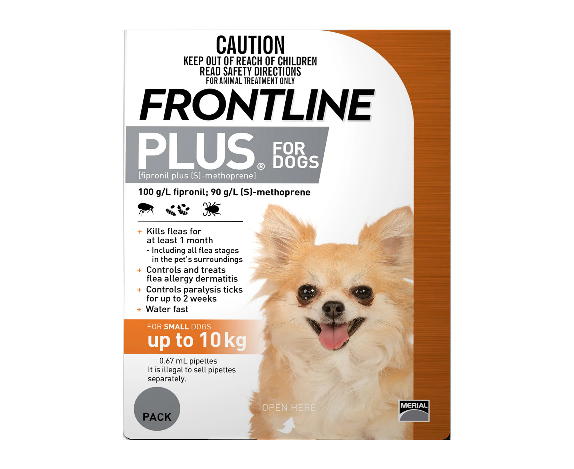 Frontline Plus For Small Dogs Up To 10Kg (Orange) 6 Pipettes