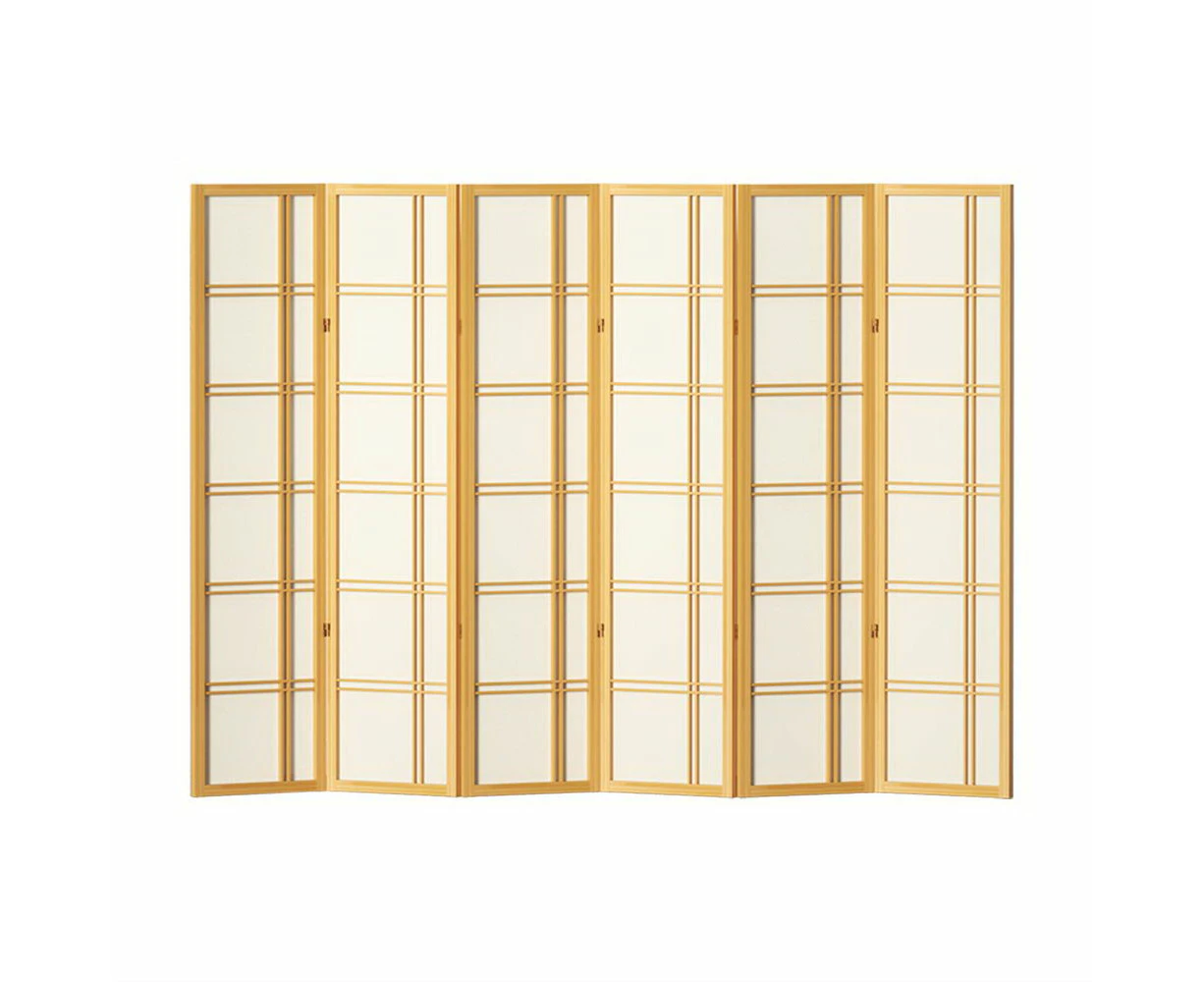 Room Divider Screen Privacy Wood Dividers Stand 6 Panel Natural