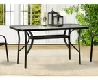 ALFORDSON Outdoor Furniture Patio Dining Table Garden 140CM X 80CM Glass Black