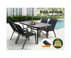 ALFORDSON Outdoor Furniture Patio Dining Table Garden 140CM X 80CM Glass Black