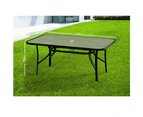 ALFORDSON Outdoor Furniture Patio Dining Table Garden 140CM X 80CM Glass Black