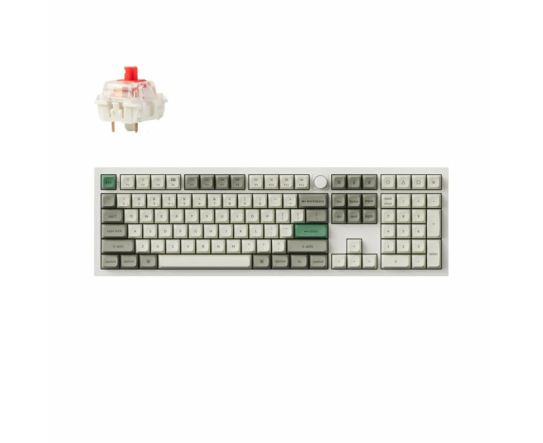 Keychron Q6 Max QMK/VIA Wireless Custom Mechanical Keyboard - Shell White, Fully Assembled Knob, Gateron Jupiter Red