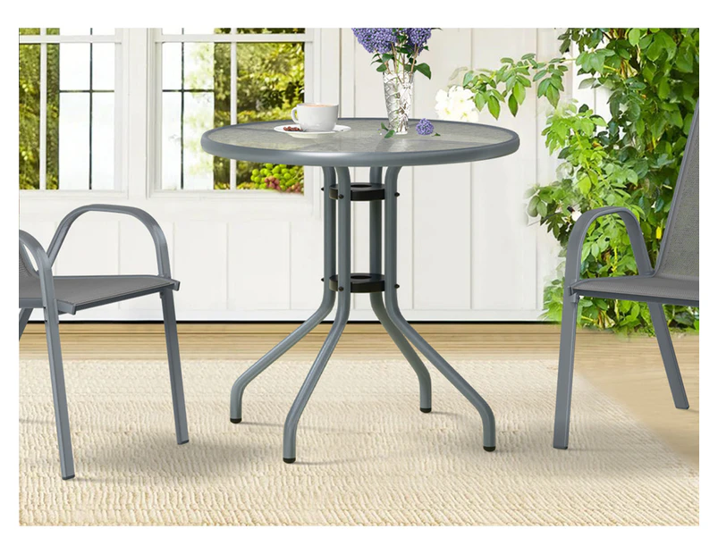 ALFORDSON Outdoor Furniture Patio Coffee Side Table Garden 60CM Glass Grey