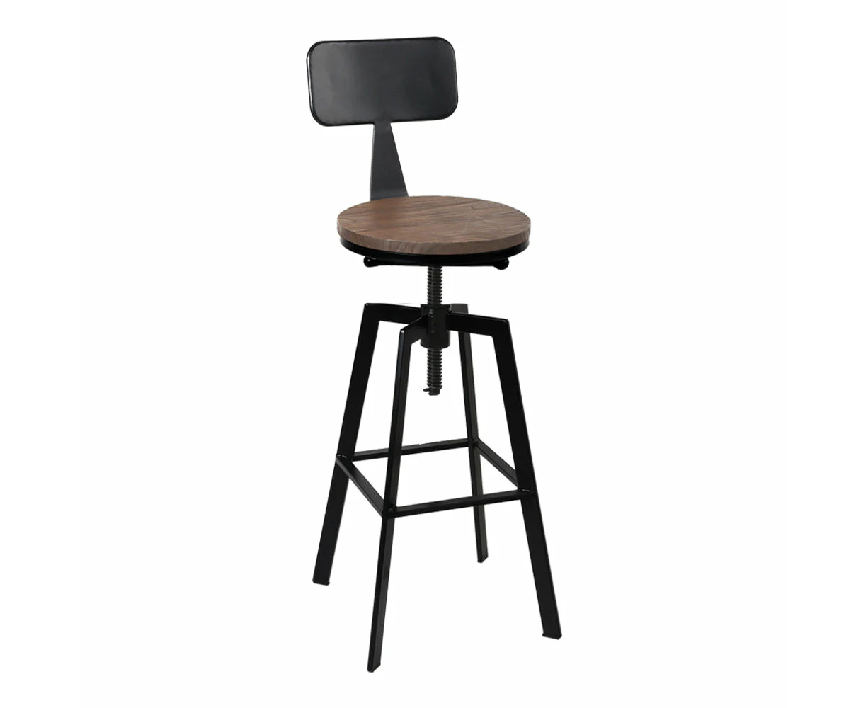 Rustic Industrial Style Metal Bar Stool - Black and Wood