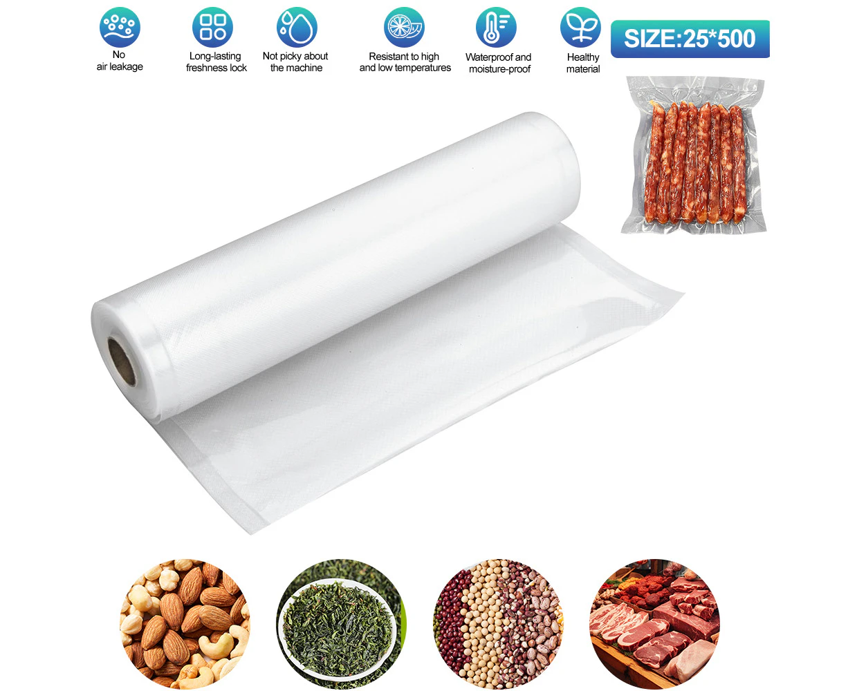 1 Roll 5MX25cm Vacuum Food Sealer Rolls Vacuum Food Sealer Seal Bags Rolls Saver Bags