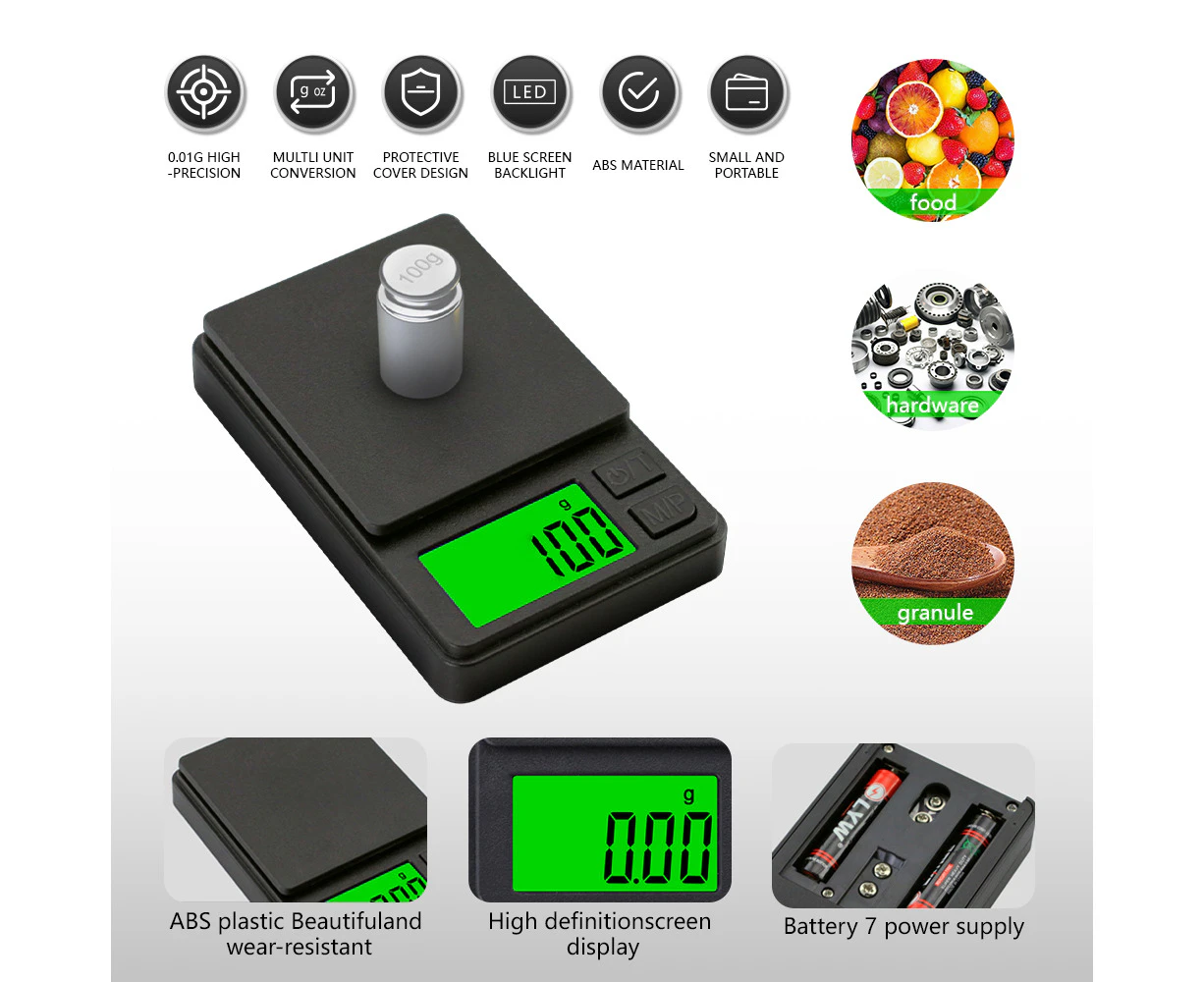 1000g/0.01g Digital Scale Mini Pocket Jewelry Gold Silver Coin Gram Herb Grain