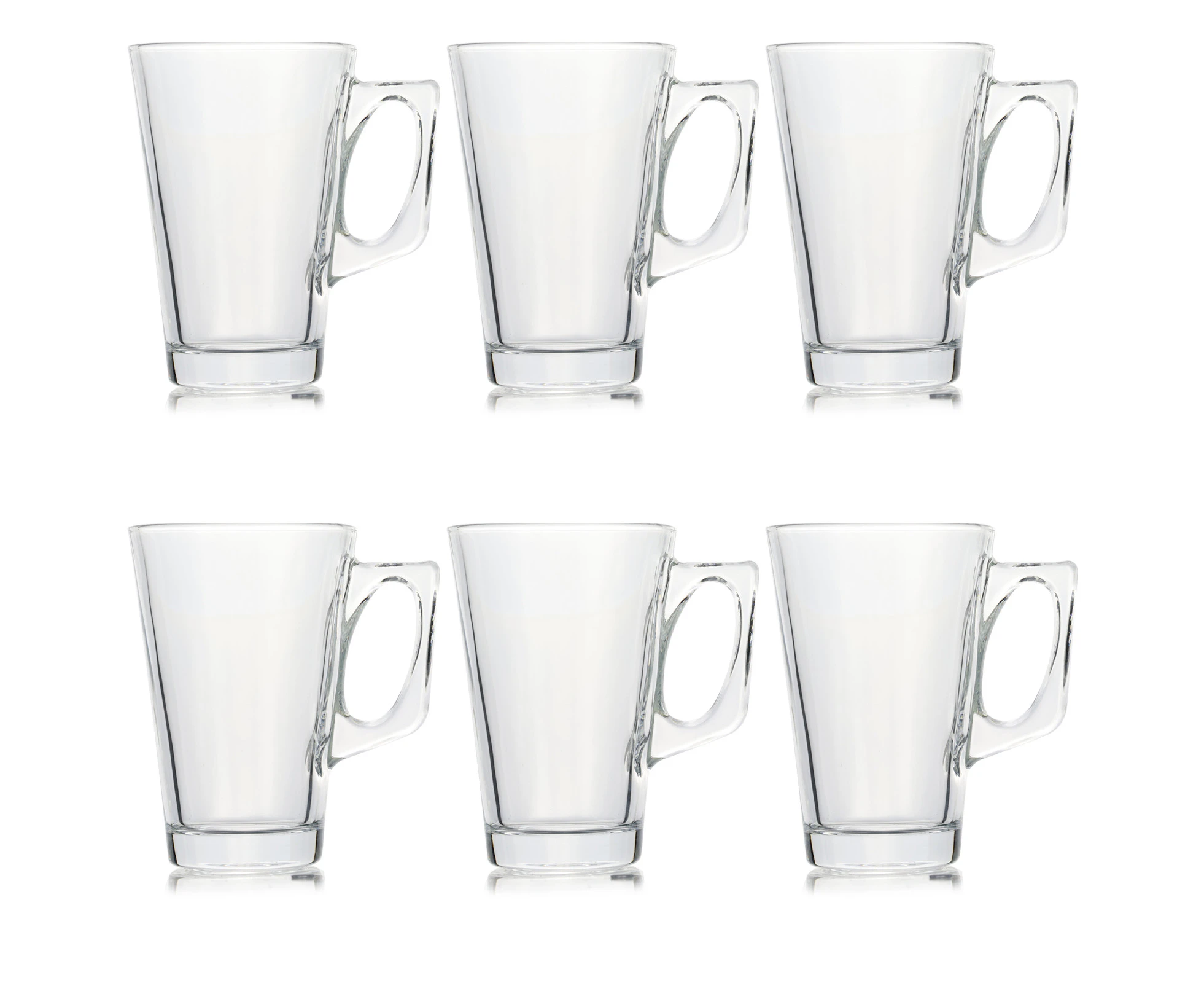 6Pcs Glass Coffee Tea Mugs With Comfortable Handle Hot Cold Beverage Cups