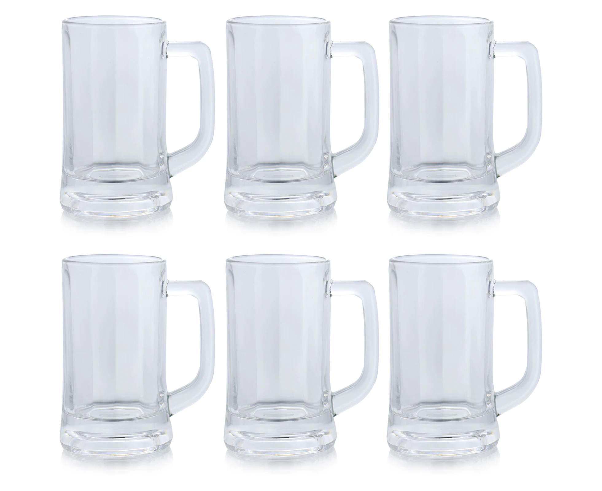 6Pcs Glass Beer Mugs Heavy Base Thick Clear Glass Steins For Hot Cold Beverage