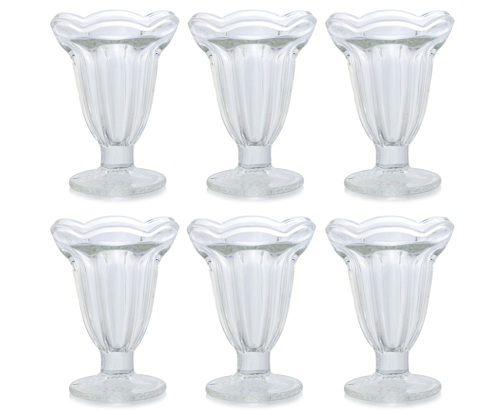 6Pcs Glass Ice Cream Bowls Clear Tulip Sundae Dessert Bowls Footed Fruit Cups