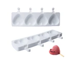 4 Cavities Ice Cream Mold Silicone Popsicle Mold Homemade Heart Shaped Paw Ice Cream Mold for DIY Popsicle Cake Jelly