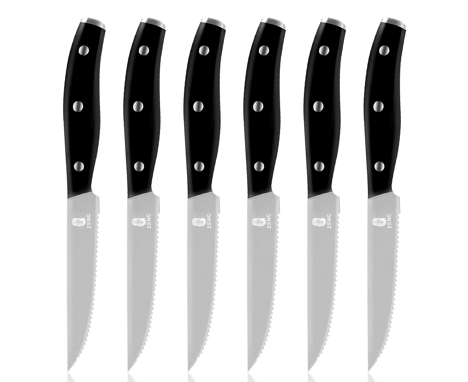 Steak Knife Knives Set of 6pcs Pieces Spectrum Serrated Wavy Edge with Gift Box