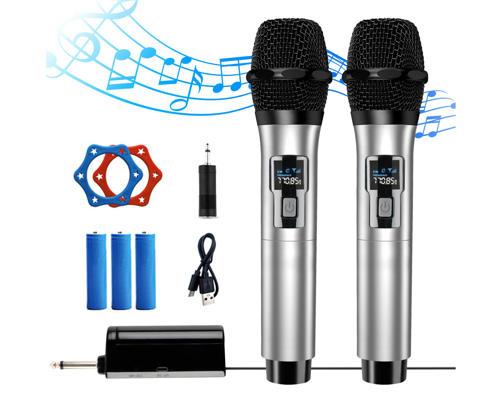 2Pack Professional VHF Wireless Dual Microphone Cordless Handheld Mic System