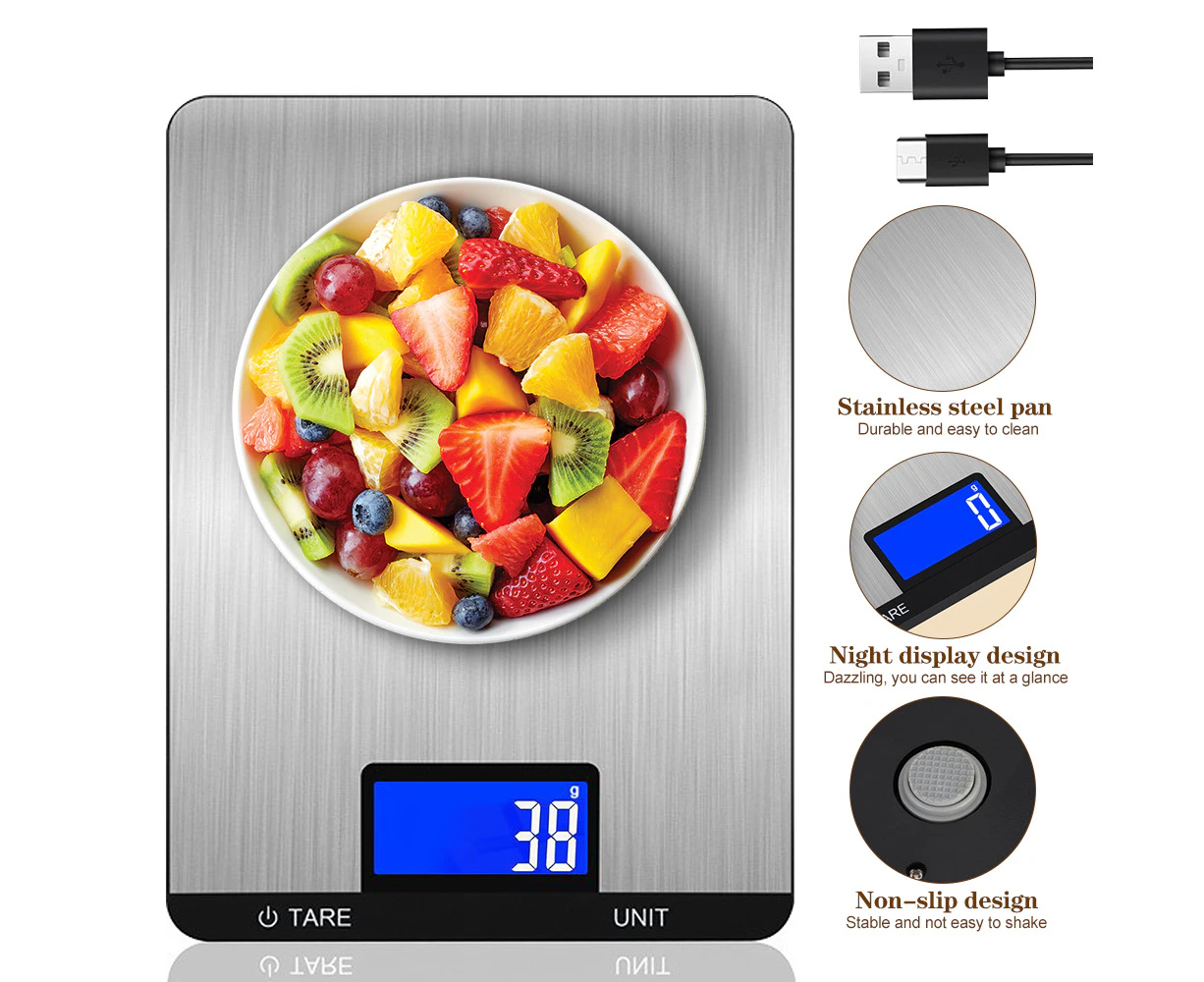 Kitchen Scale Weight 15kg/1g Cooking Food Electronic Digital LCD Stainless Scale