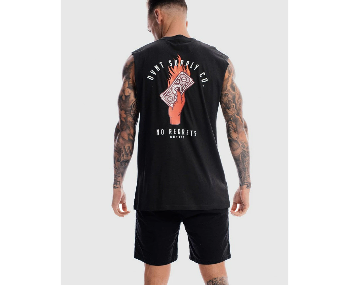 DVNT Mens Streetwear Fashion No Regrets Tank - Vintage Black