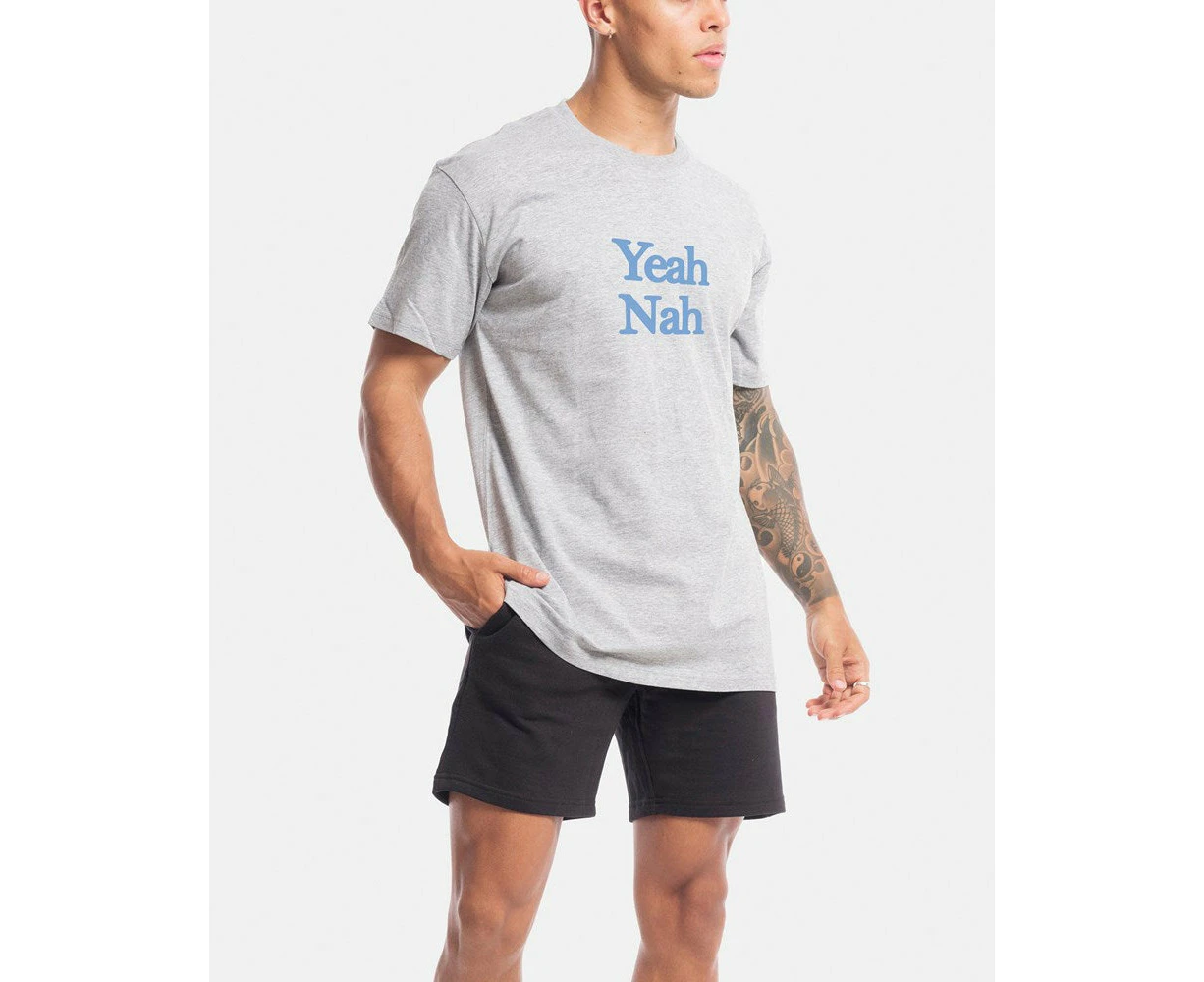 Vacancy Co Mens Surf Fashion Yeah Nah Tee - Grey