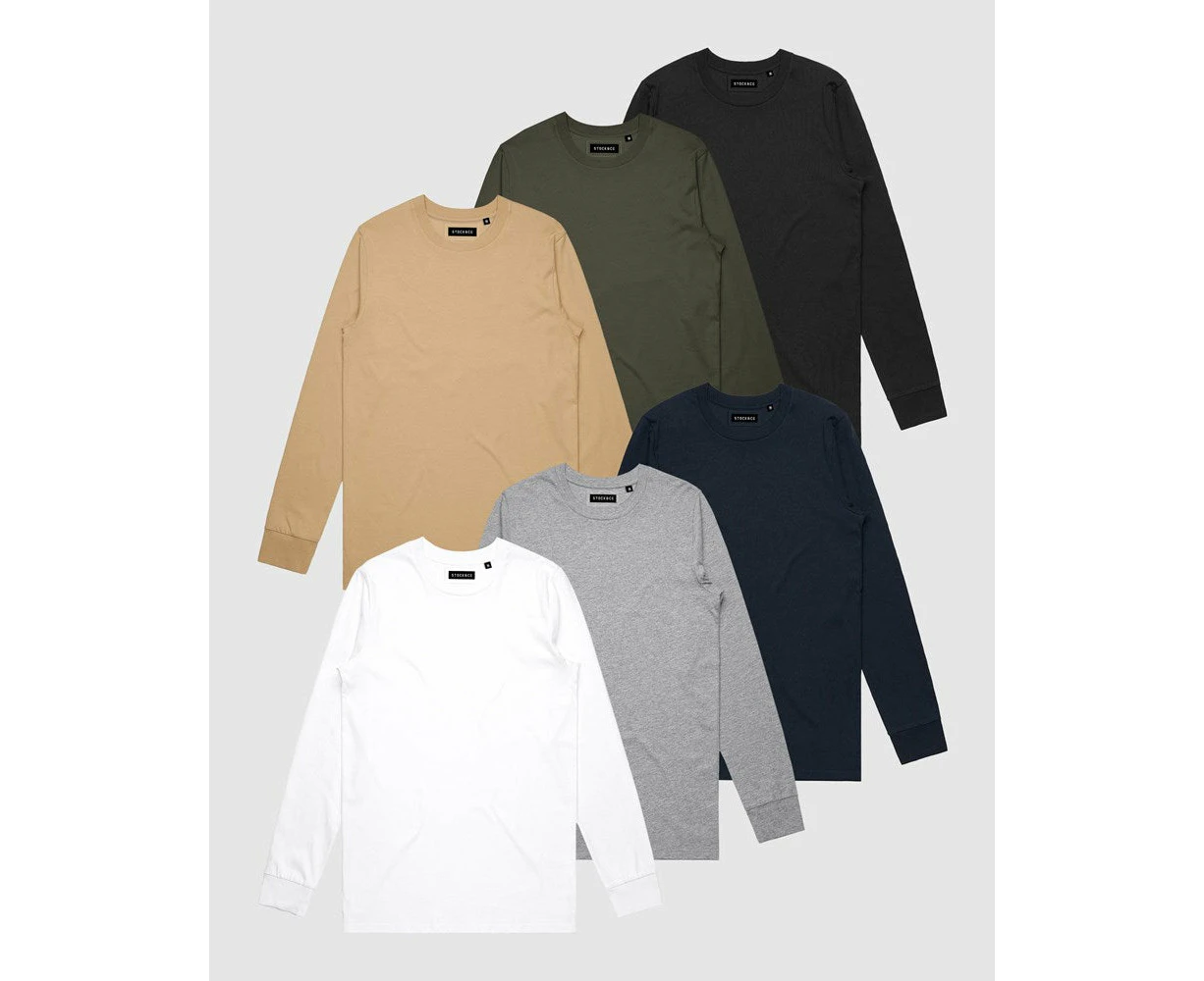 Stock & Co Mens Fashion 6-Pack Stock Long Sleeve Tee - Multi