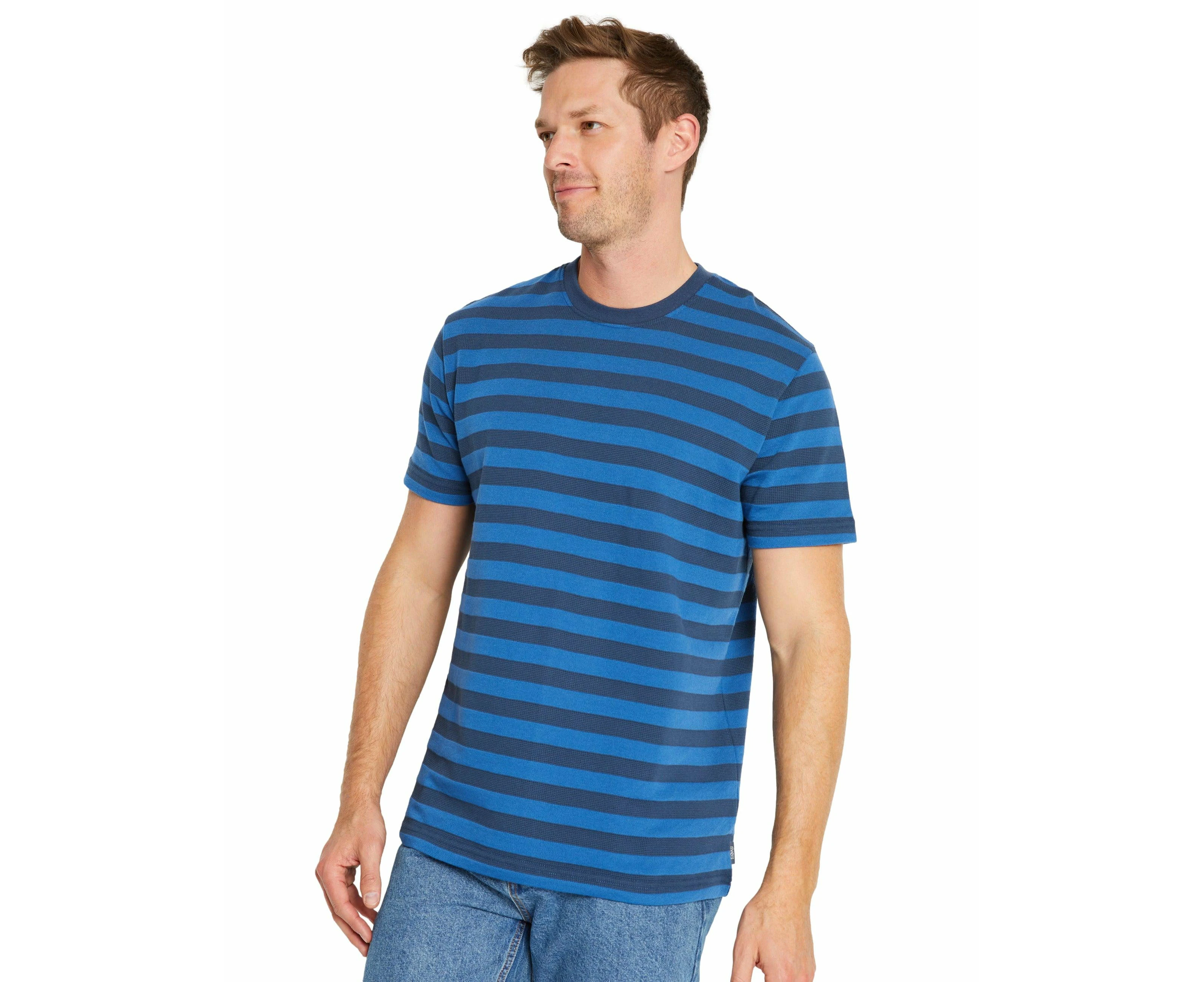 Rivers Mens Tops - Regular Blue  Tshirt - Tee - Summer - Striped