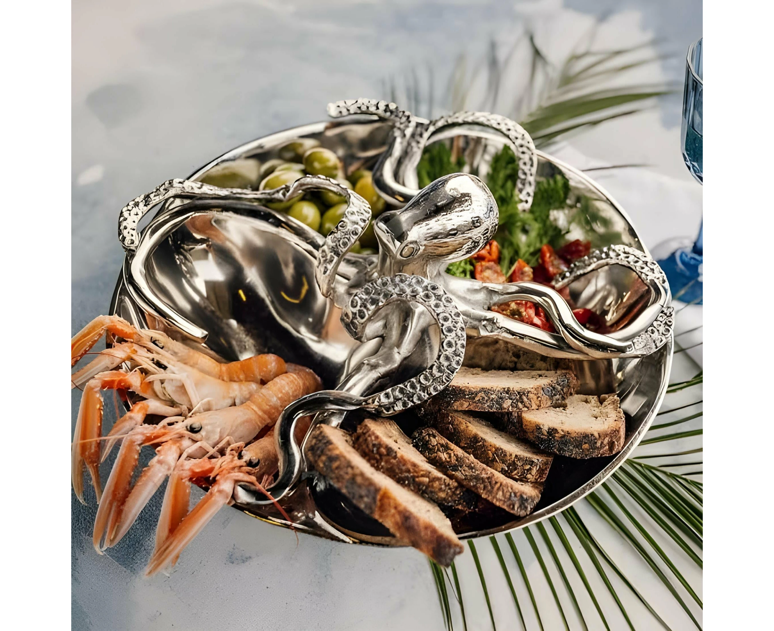 Silver Plated Four Section Octopus Serving Platter Tray