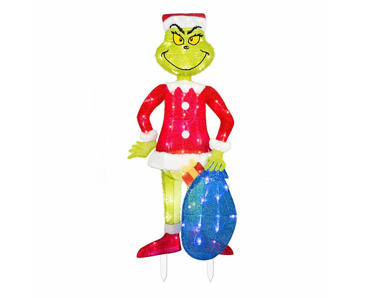 Grinch Stealing the Christmas LED Lights Glowing Outdoor Yard Stakes Ornaments