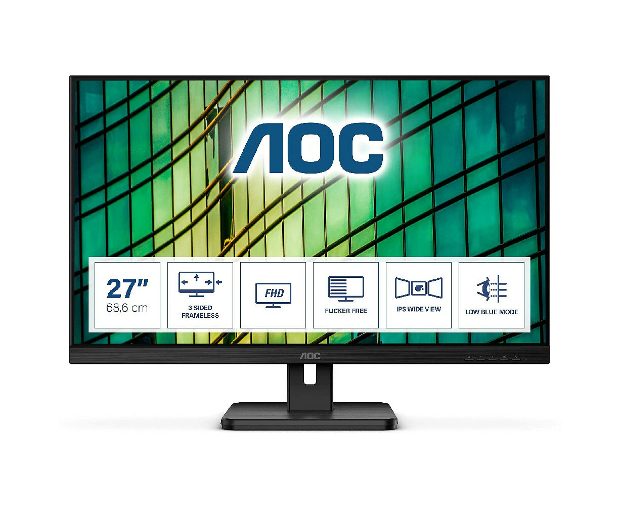 AOC 27E2QAE FHD 27" IPS Monitor Display Frameless, 75Hz, HDMI, Built in Speaker | New - Refurbished Grade A