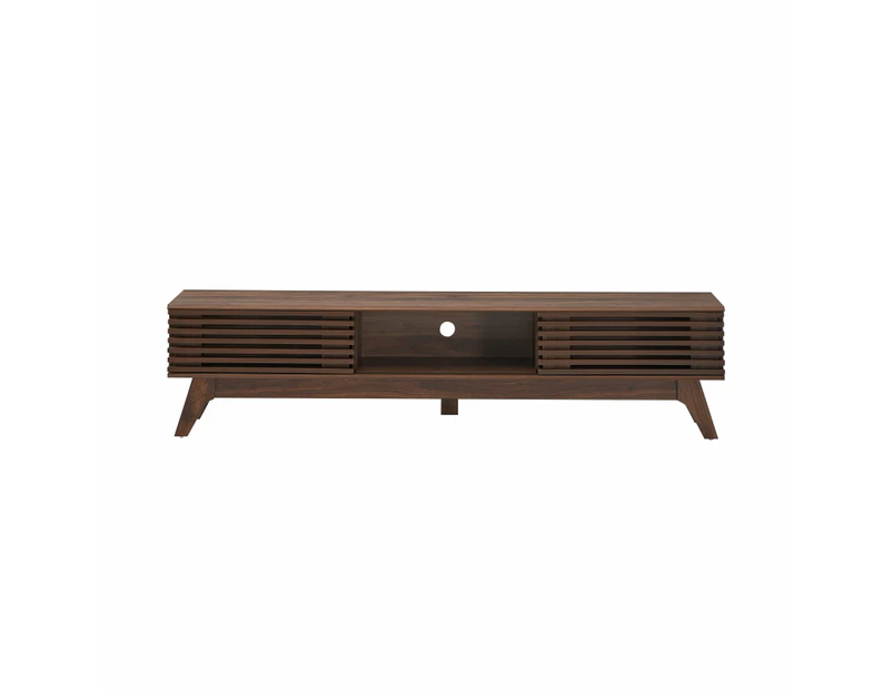 Design Square Camille Wooden Lowline Entertainment Unit TV Stand 180cm W/ 2-Doors - Walnut