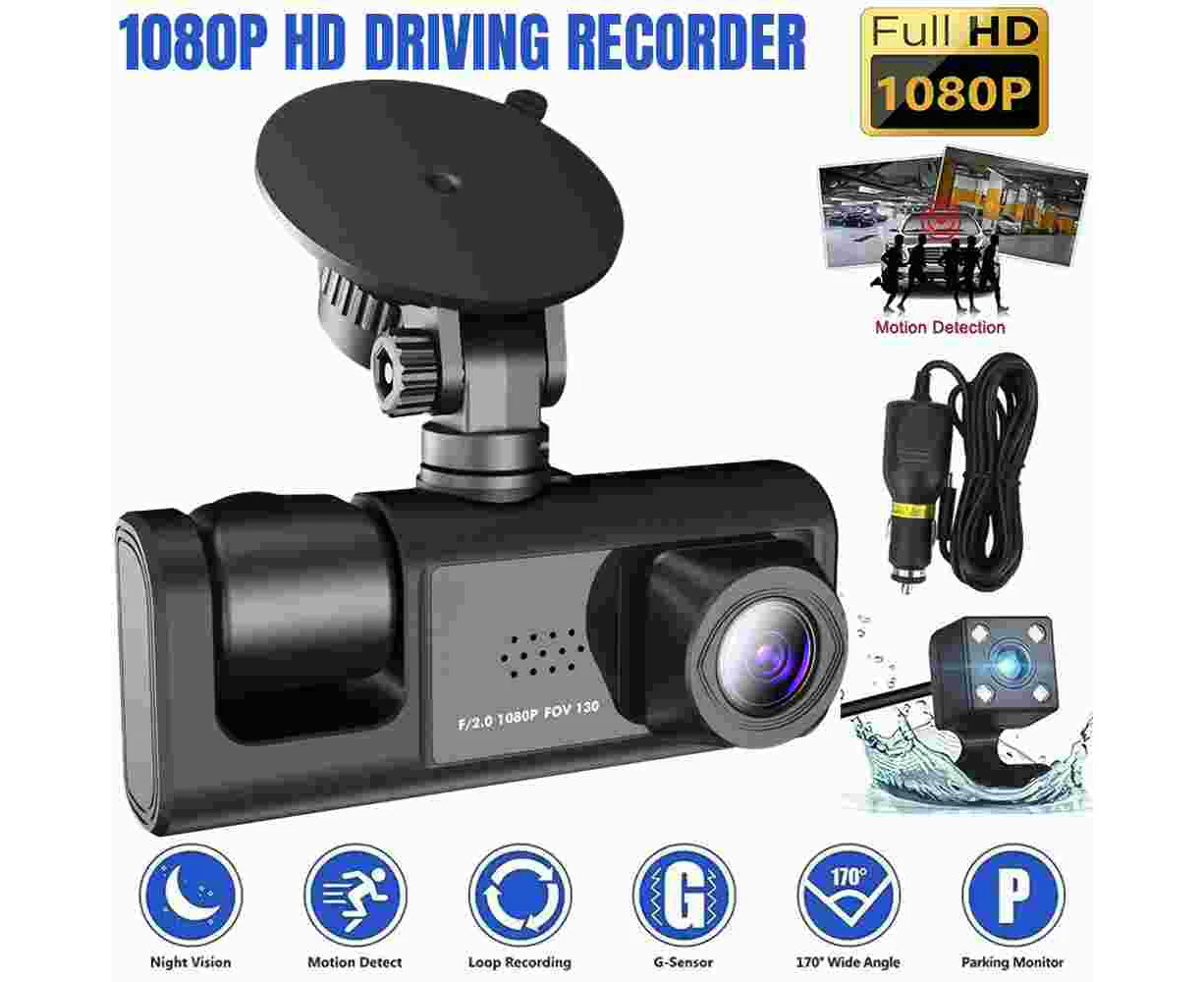 32GB HD 1080P Dash Cam Front/Rear/Inside Cabin 2 Inch Screen Car Dash Camera Night Vision Taxi