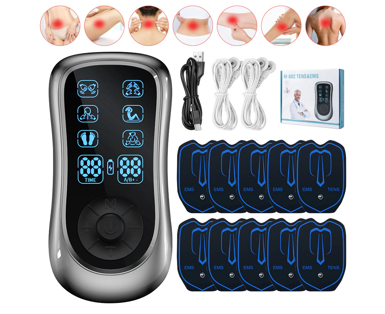 6 Modes 19 levels TENS EMS Machine Electronic Pulse Body Massager Muscle Stimulator Pain Relief With 10 Pads