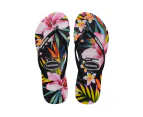 Havaianas Kids' Slim Floral Palm Thongs - Black