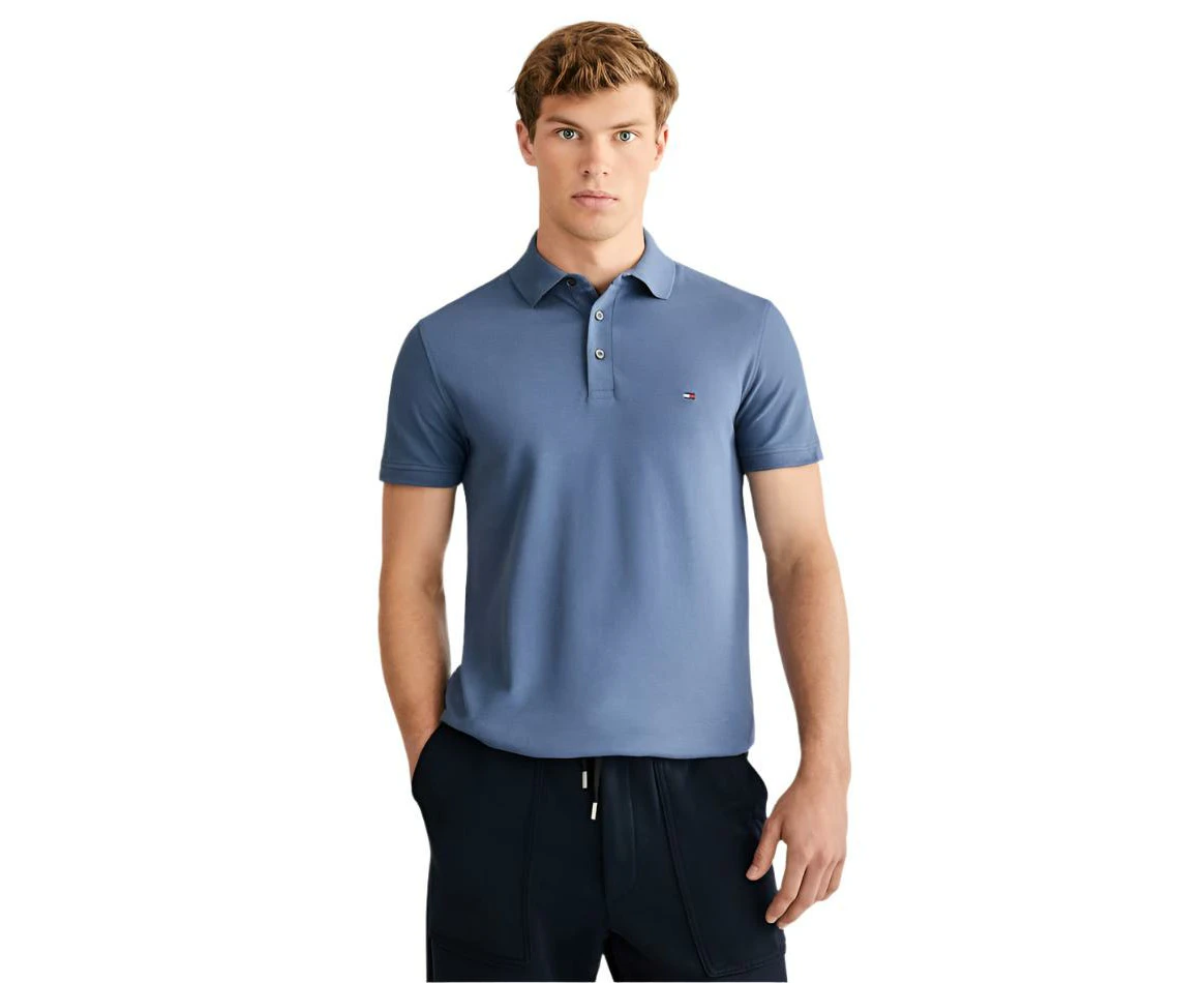 Tommy Hilfiger Mens Cotton Slim Fit Polo Shirt - Faded Indigo