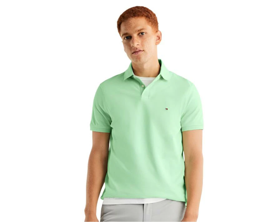 Tommy Hilfiger Mens Stretch Cotton Regular Fit Polo Shirt - Mint Gel