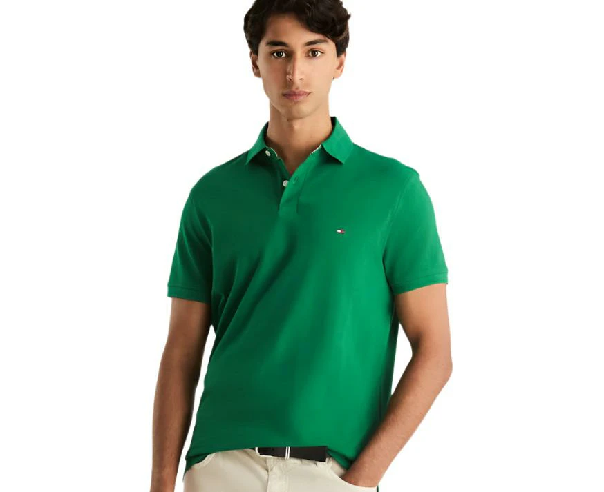 Tommy Hilfiger Mens Stretch Cotton Regular Fit Polo Shirt - Nouveau Green