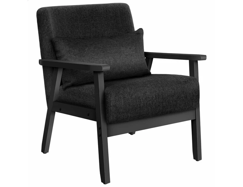 ALFORDSON Wooden Armchair Fabric All Black