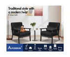 ALFORDSON Wooden Armchair Fabric All Black