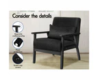 ALFORDSON Wooden Armchair Fabric All Black