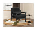 ALFORDSON Wooden Armchair Fabric All Black