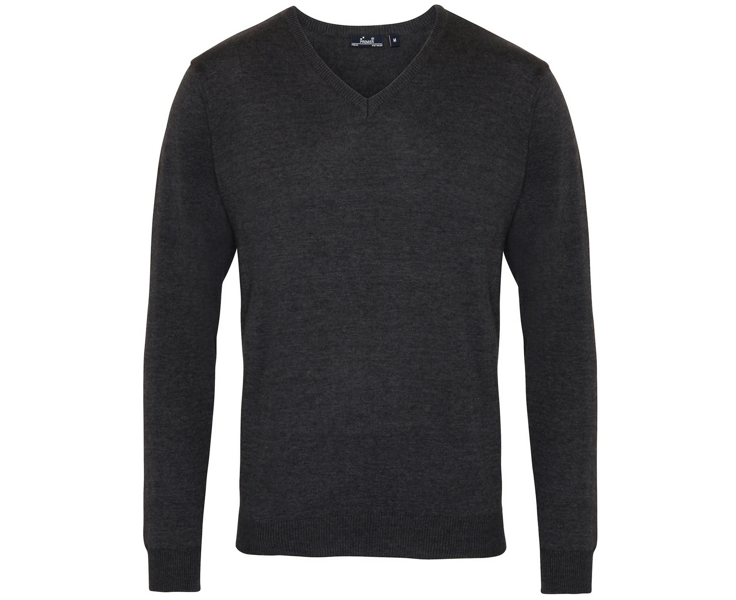 Premier Mens V-Neck Knitted Sweater (Charcoal) - RW1131