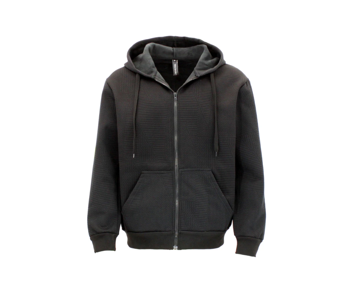 FIL Men's Full Zip Thick Fleece Hoodie Jacket - Black