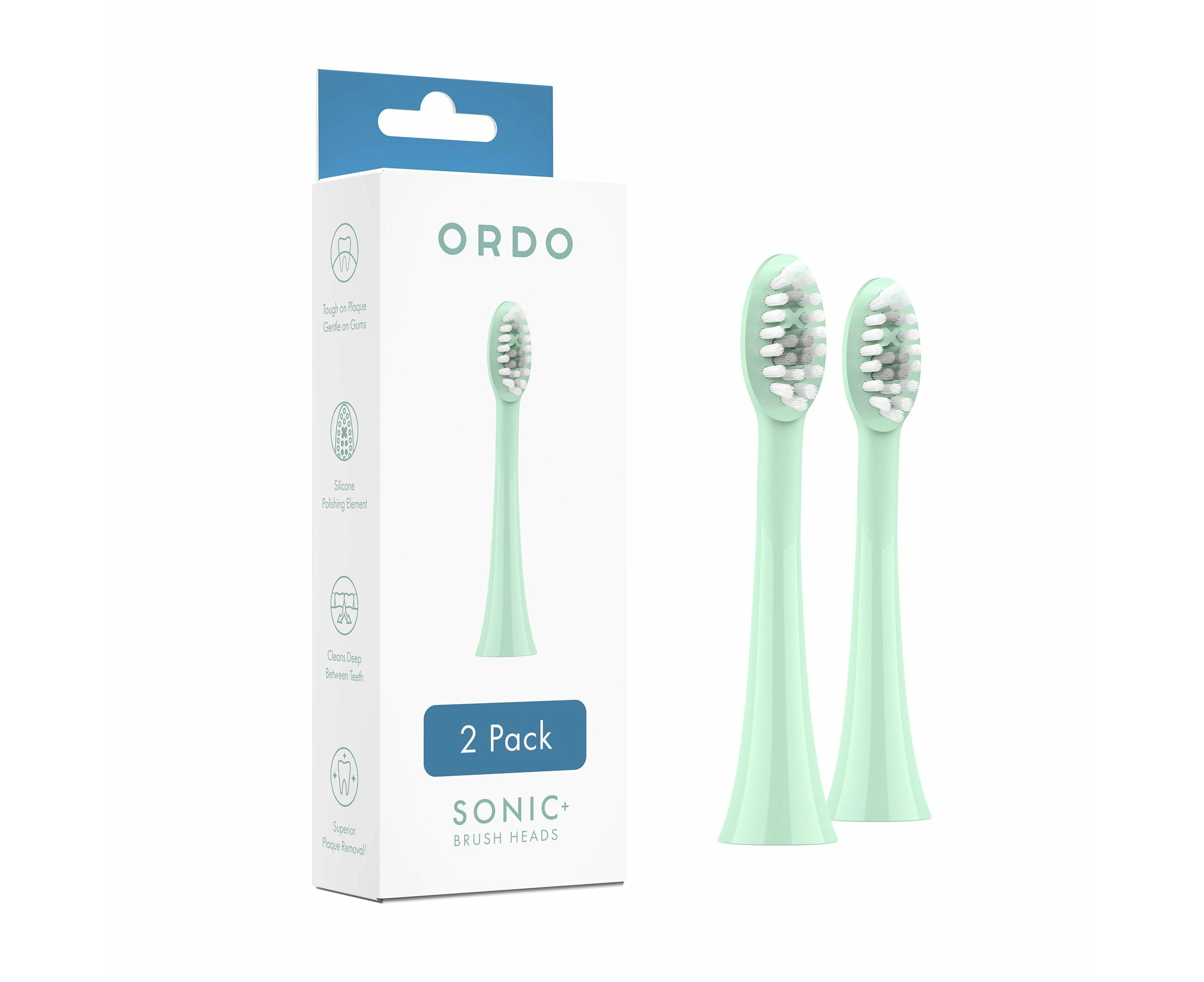 Ordo Sonic+ Brush Head 2 Pack - Mint Green