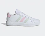 Adidas Youth Grand Court 2.0 Sneakers - White/Crystal Jade/Clear Pink