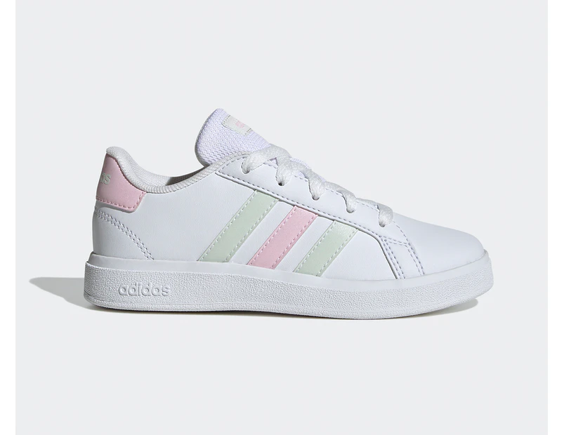 Adidas Youth Grand Court 2.0 Sneakers - White/Crystal Jade/Clear Pink