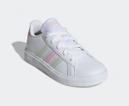 Adidas Youth Grand Court 2.0 Sneakers - White/Crystal Jade/Clear Pink