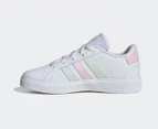 Adidas Youth Grand Court 2.0 Sneakers - White/Crystal Jade/Clear Pink