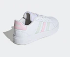 Adidas Youth Grand Court 2.0 Sneakers - White/Crystal Jade/Clear Pink