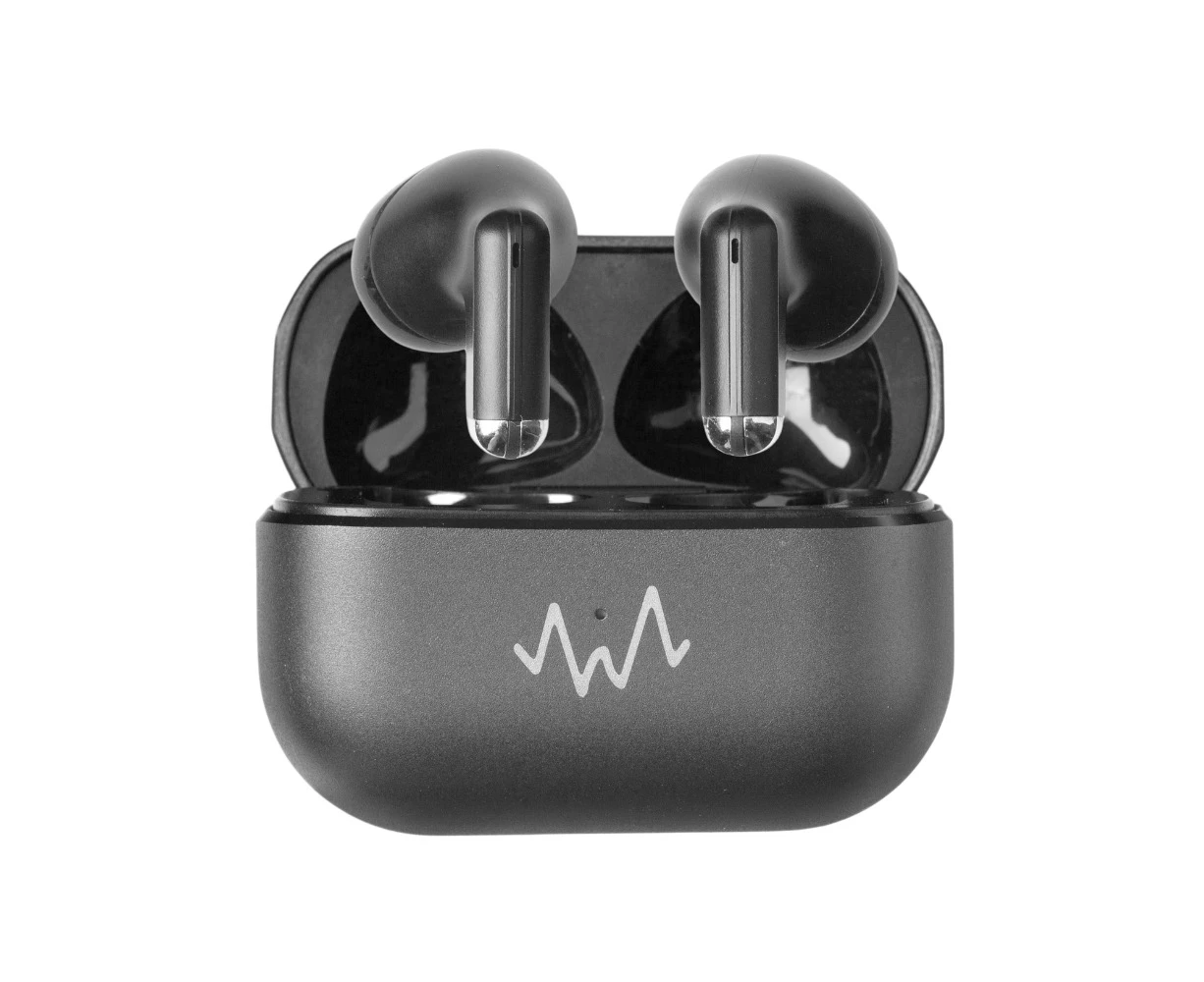 Wave Audio True Wireless Bluetooth Immersive Mini In-Ear Earbuds w/ Case BLK