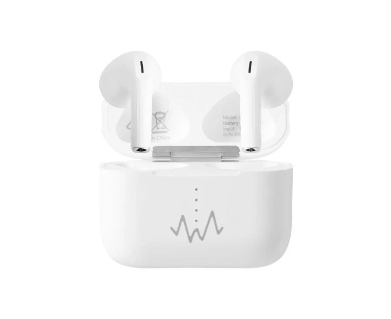 Wave Audio TW2617BT True Wireless Bluetooth Earbuds In-Ear w/ Case White