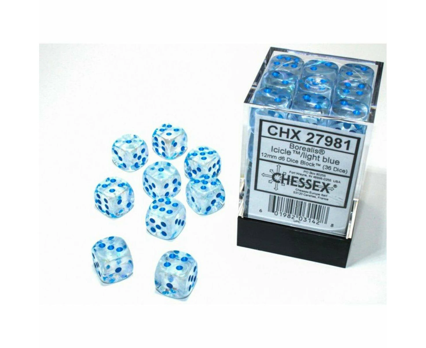 Chx 27981 Borealis 12mm D6 Icicle/light Blue Luminary Block (36)