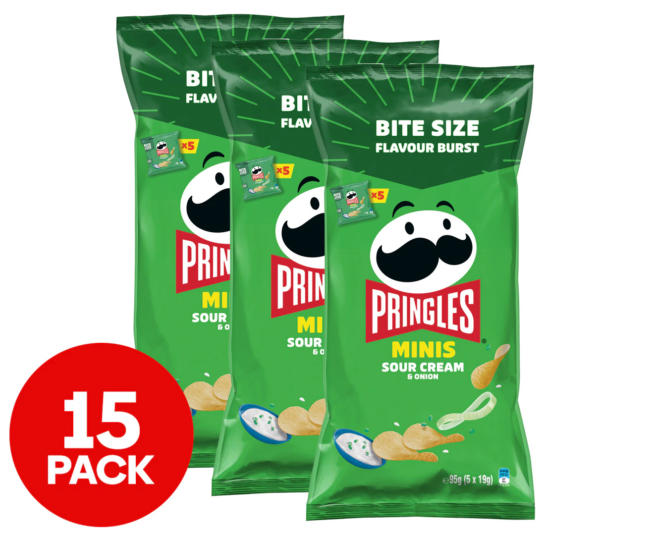 3 x Pringles Minis Sour Cream & Onion 95g